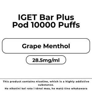 IGET Bar Plus 10k Pod Grape Menthol