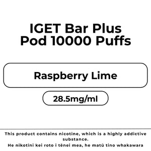 IGET Bar Plus 10k Pod Raspberry Lime