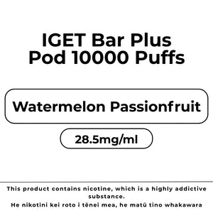 IGET Bar Plus 10k Pod Watermelon Passionfruit